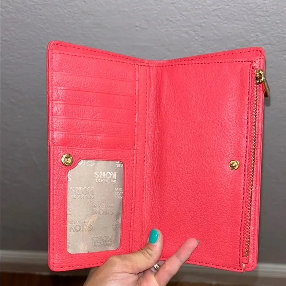 Michael Kors Light/Soft Red Leather Wallet - Picture 10 of 14